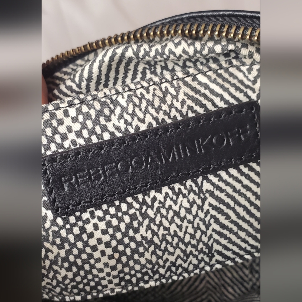 REBECCA MINKOFF-Clutch&Wristlet"LOVE"  leather black and pearls studs Bag - Picture 5 of 14